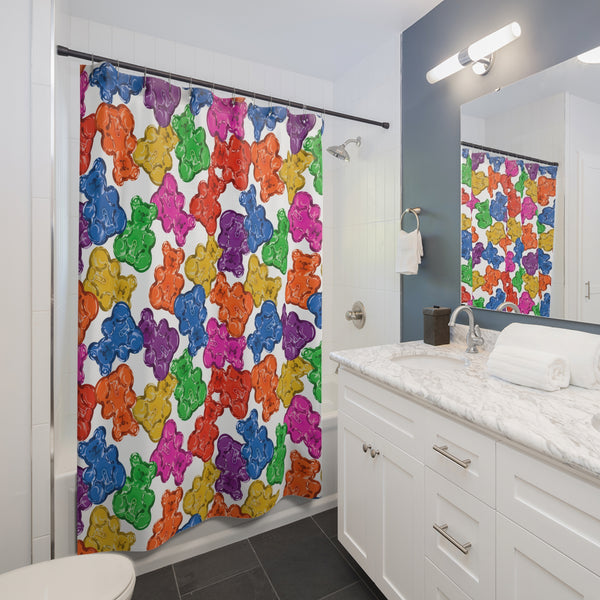 Transform your bathroom with this vibrant Horny Gummy Bears Gay Pride Shower Curtain. YUM!