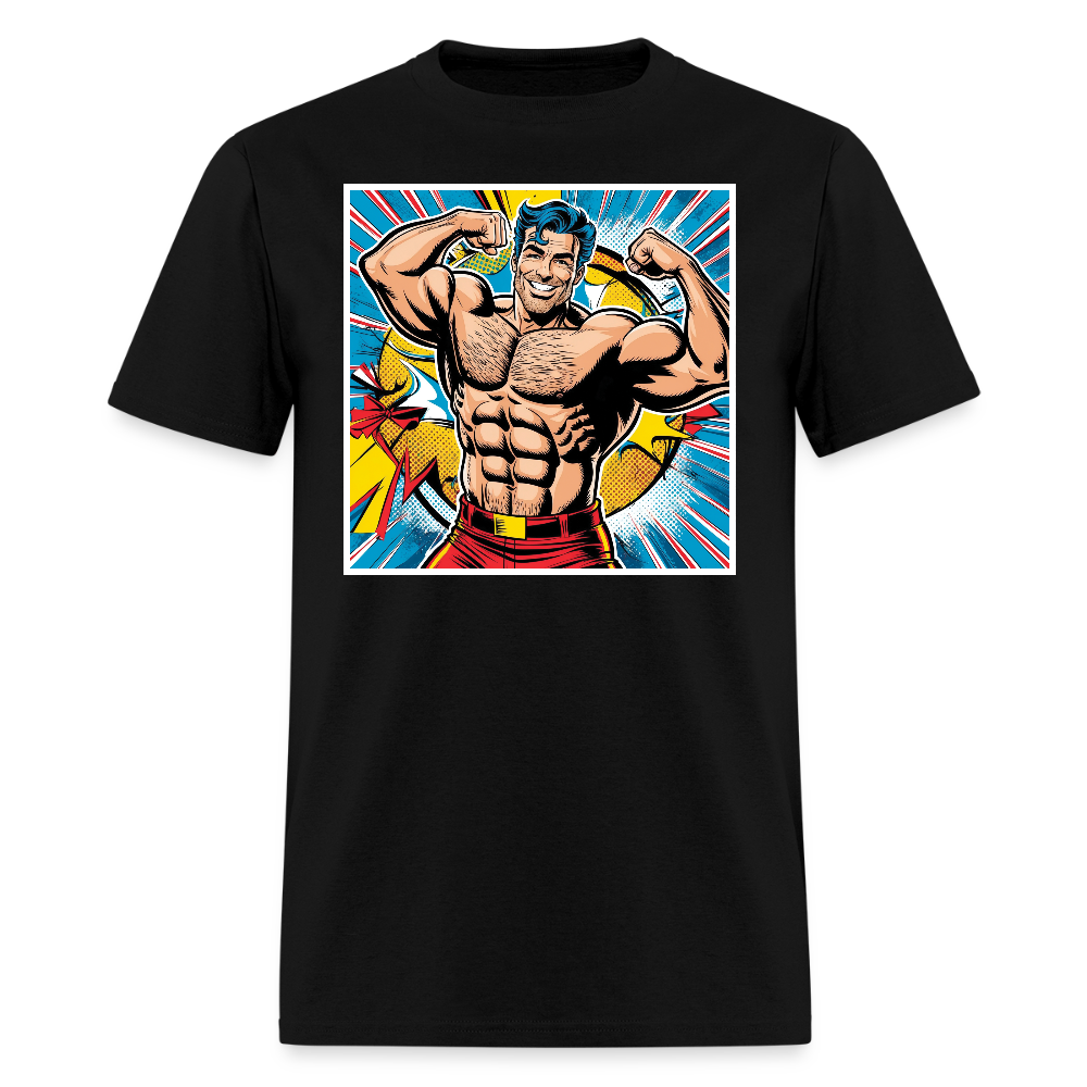 Muscle Man Gay Pride T-Shirt. - black