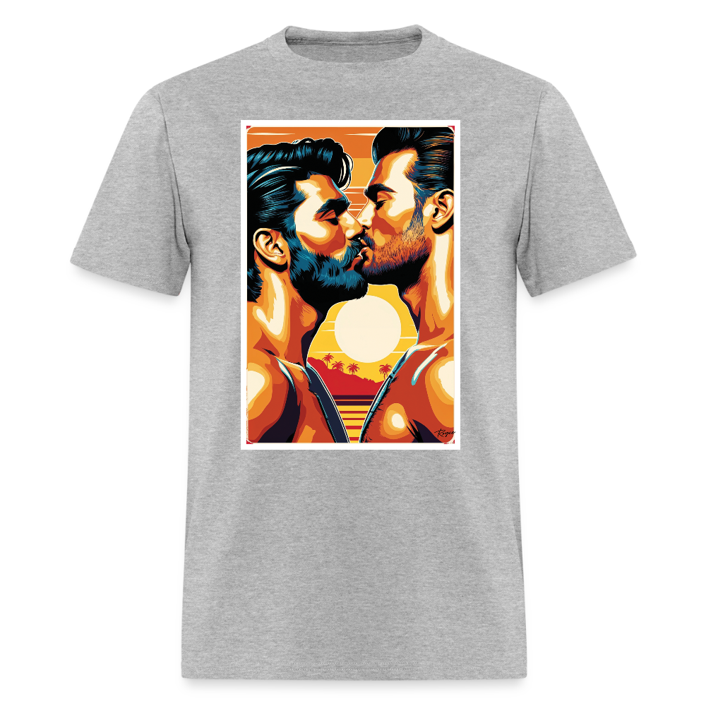 Sunset Kiss Bear Pride T-shirt - heather gray