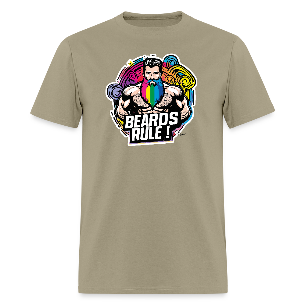 Beards Rule ! Gay Pride T-Shirt. - khaki