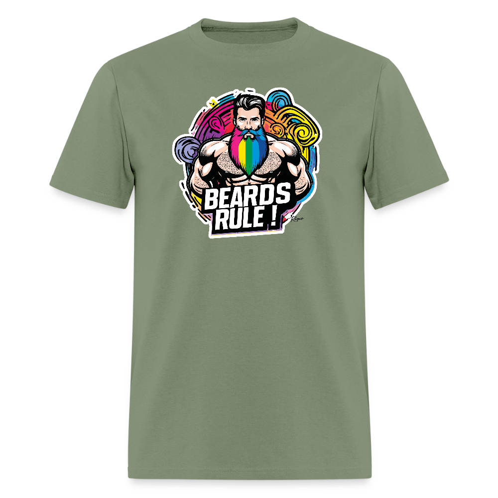 Beards Rule ! Gay Pride T-Shirt. - military green