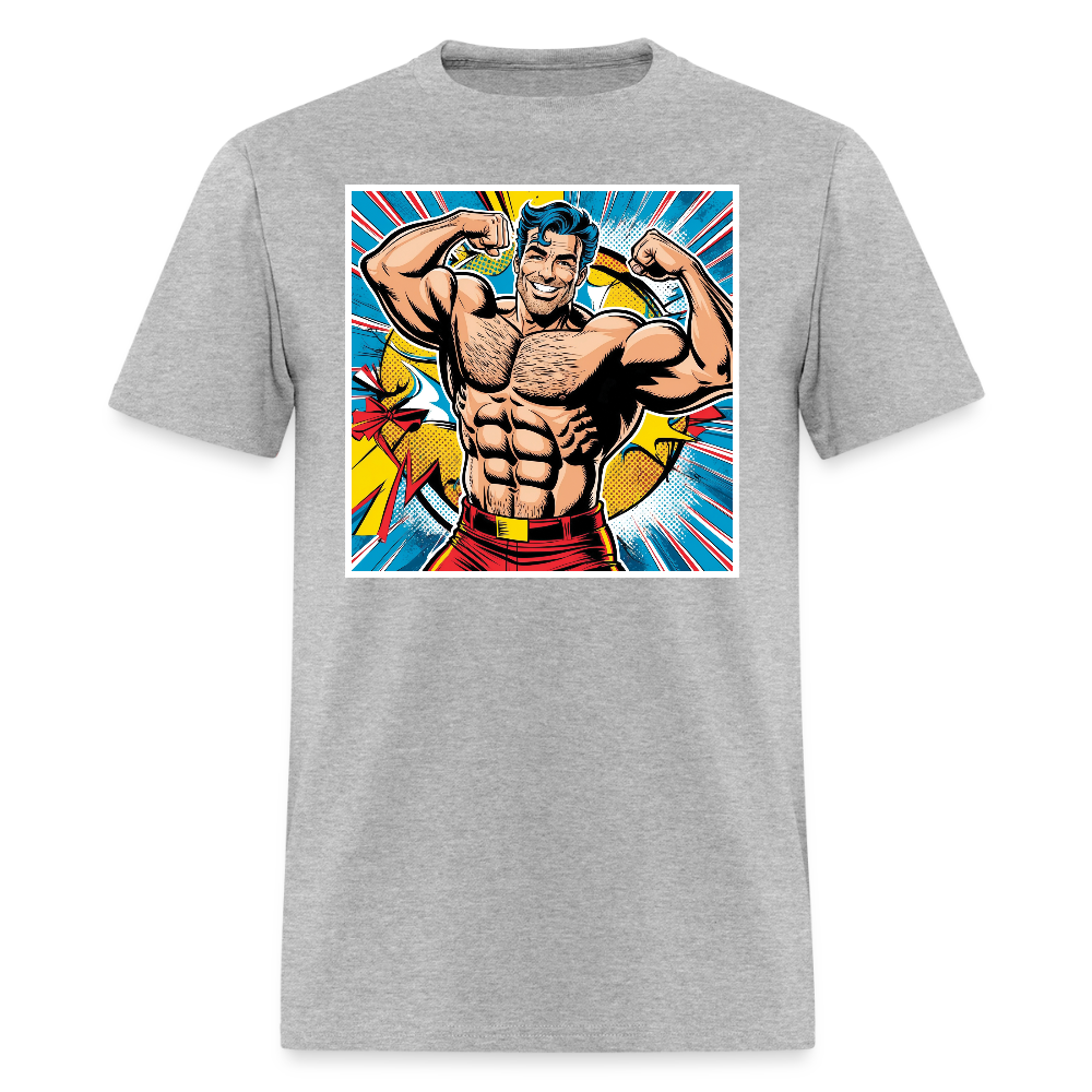 Muscle Man Gay Pride T-Shirt. - heather gray