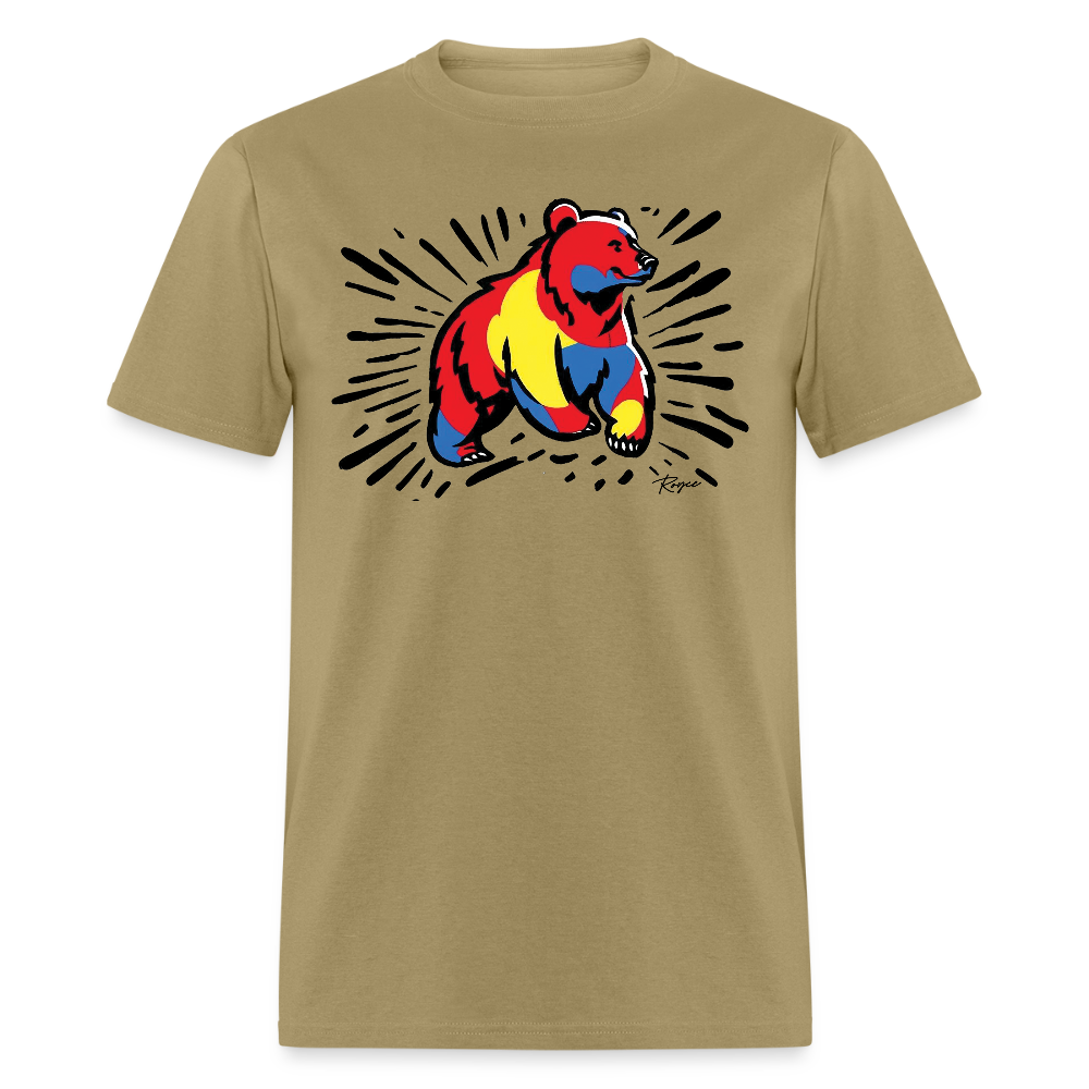 Bursting Bear Gay Pride T-Shirt - khaki