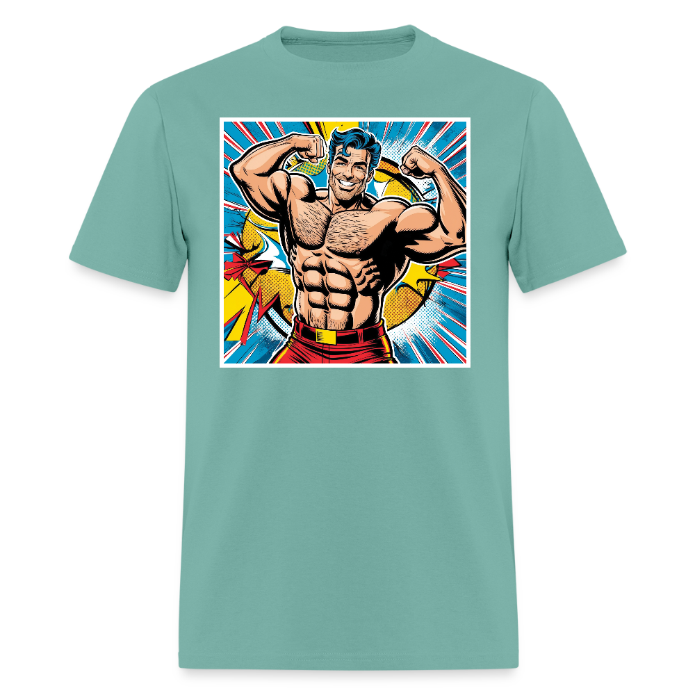 Muscle Man Gay Pride T-Shirt. - aquatic