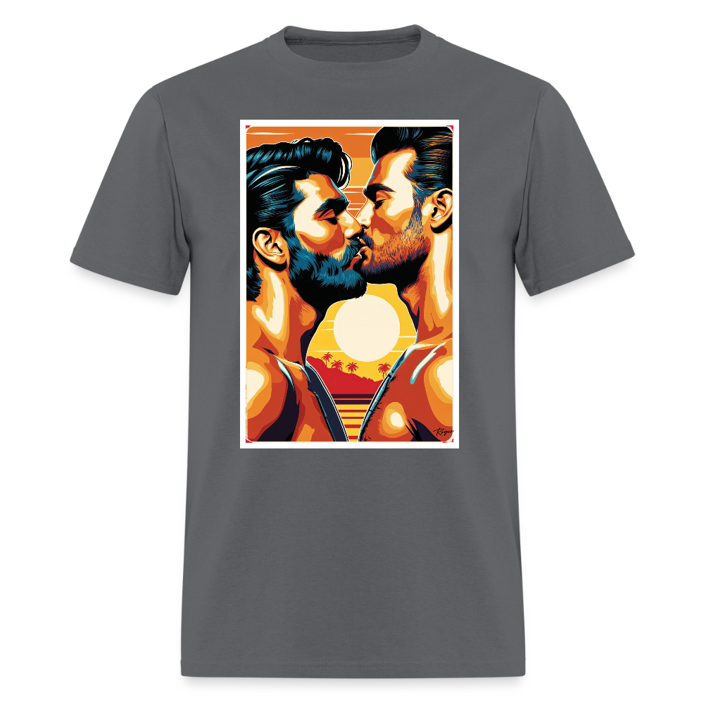 Sunset Kiss Bear Pride T-shirt - charcoal