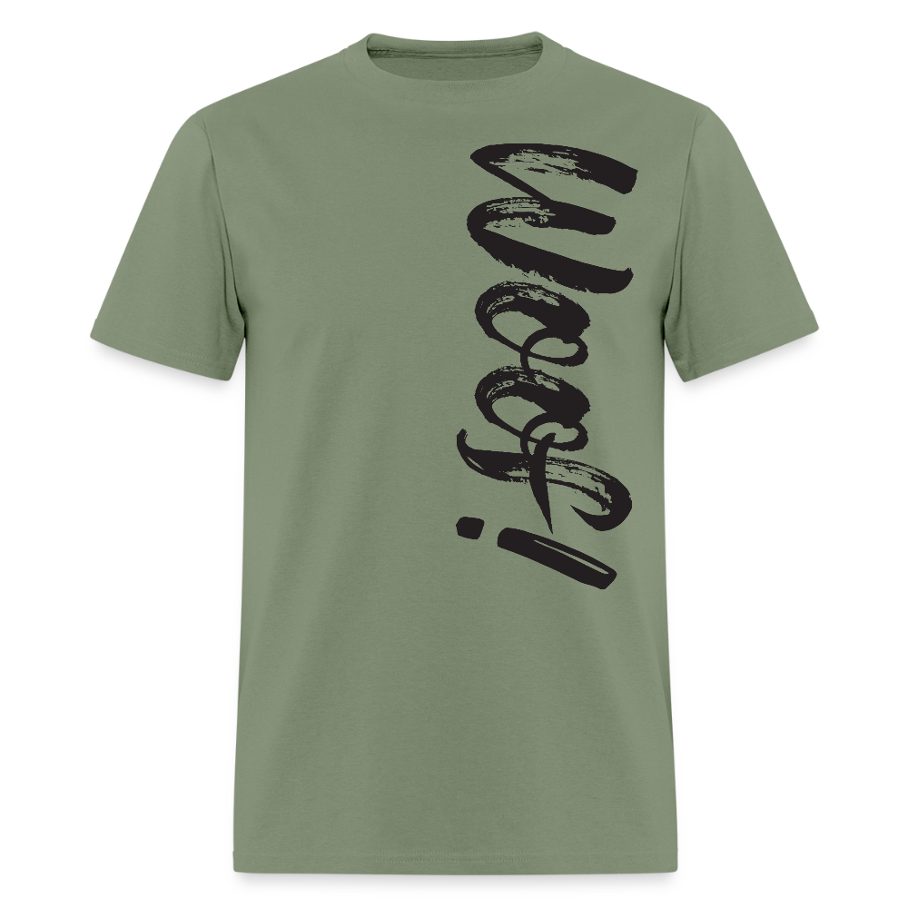 Woof! Gay Pride T-Shirt. - military green