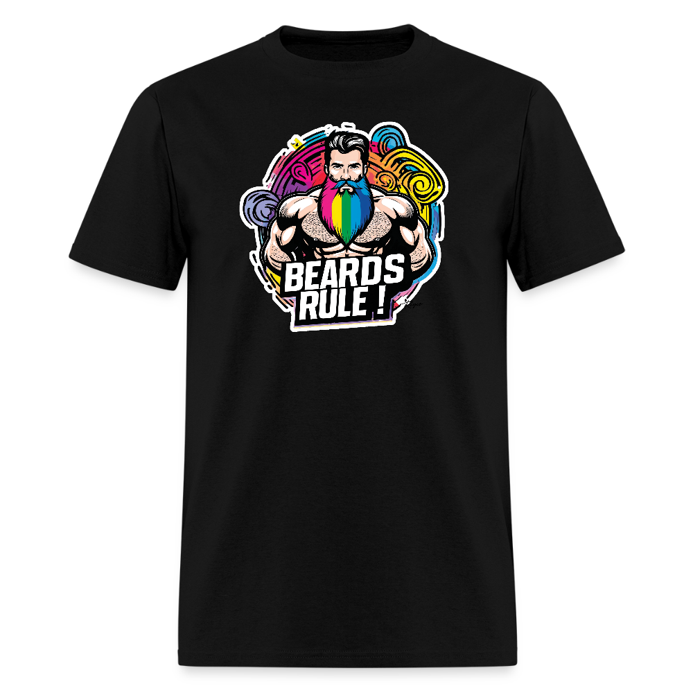 Beards Rule ! Gay Pride T-Shirt. - black