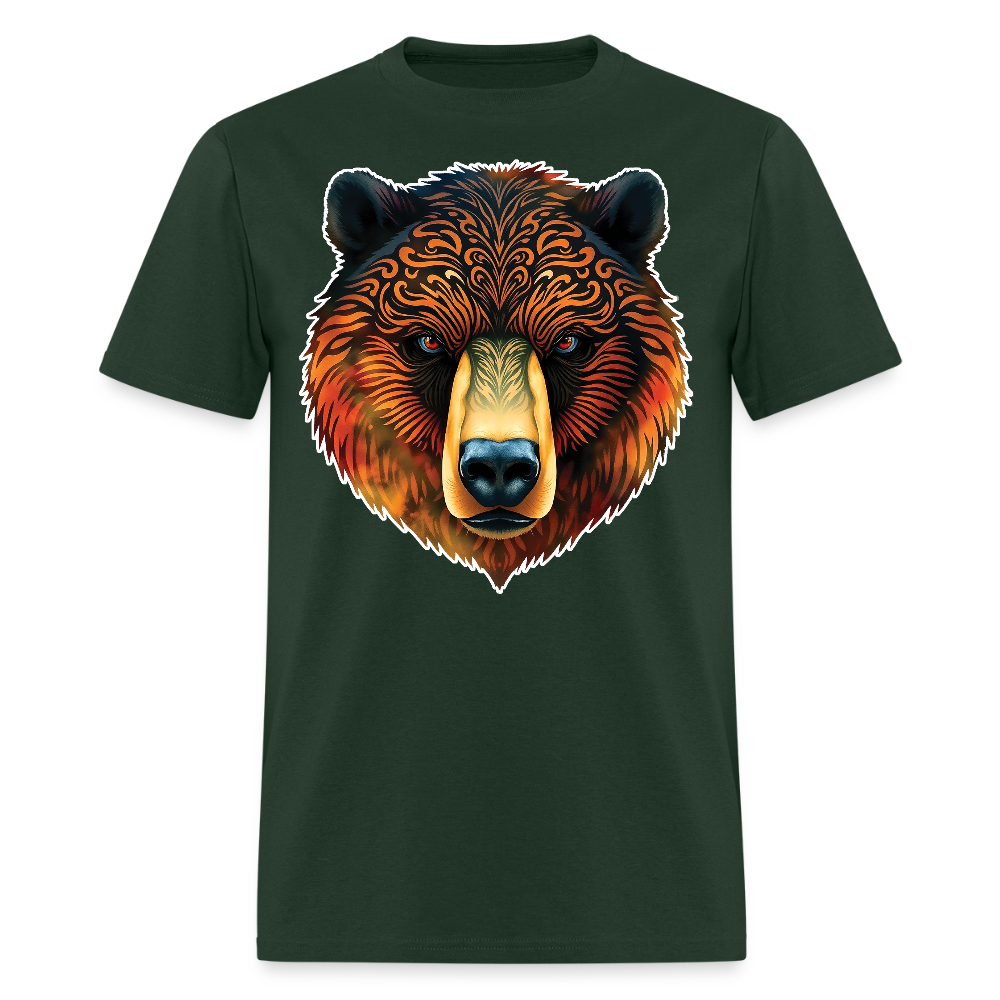 Bear Head Gay Pride T-Shirt - forest green