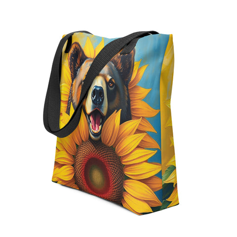 Sunflower Bear gay pride print tote bag can help you carry around everything that matters.