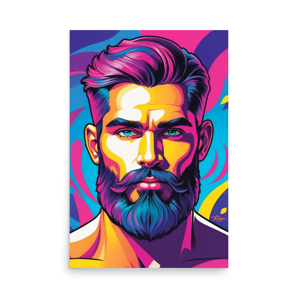 Bear Pride colorful abstract beared man poster