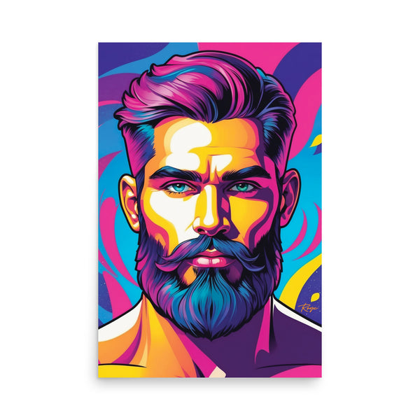 Bear Pride colorful abstract beared man poster