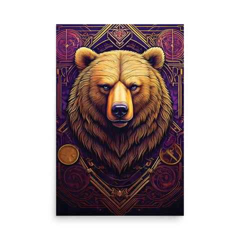 Gay Bear Pride Rustic Grizzly Bear Head poster. GRRR!