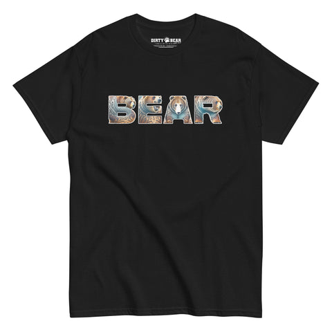 Gay Bear Pride text t-shirt with illustrated bears in each letter